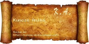 Kuncze Anikó névjegykártya